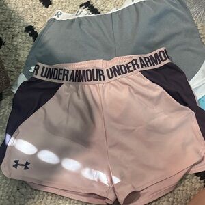 Under Armour Women's Pink and Black Athletic Shorts
